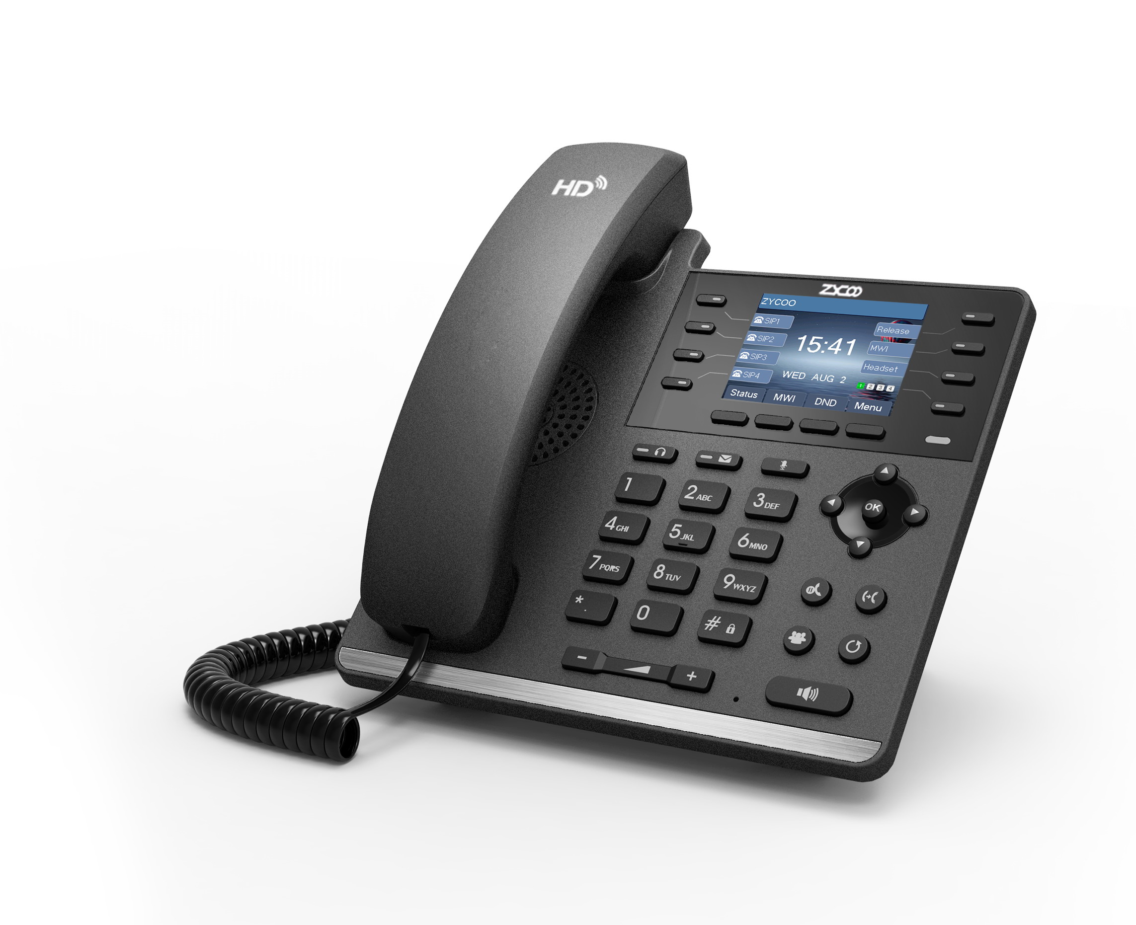 Telephone IP Ecran Rétro-Eclairé  6 Lignes de SIP PoE CooFone-D90